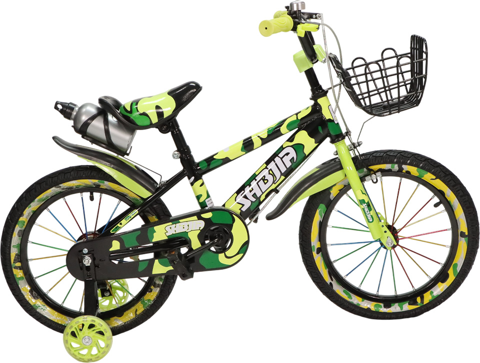 BICICLETA NIÑO SHBEJIA RIN 16 VERDE CAMO CON CANASTA MCXS