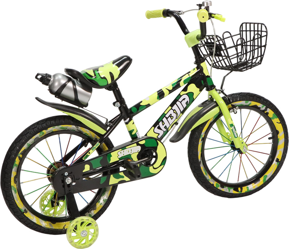 BICICLETA NIÑO SHBEJIA RIN 16 VERDE CAMO CON CANASTA MCXS