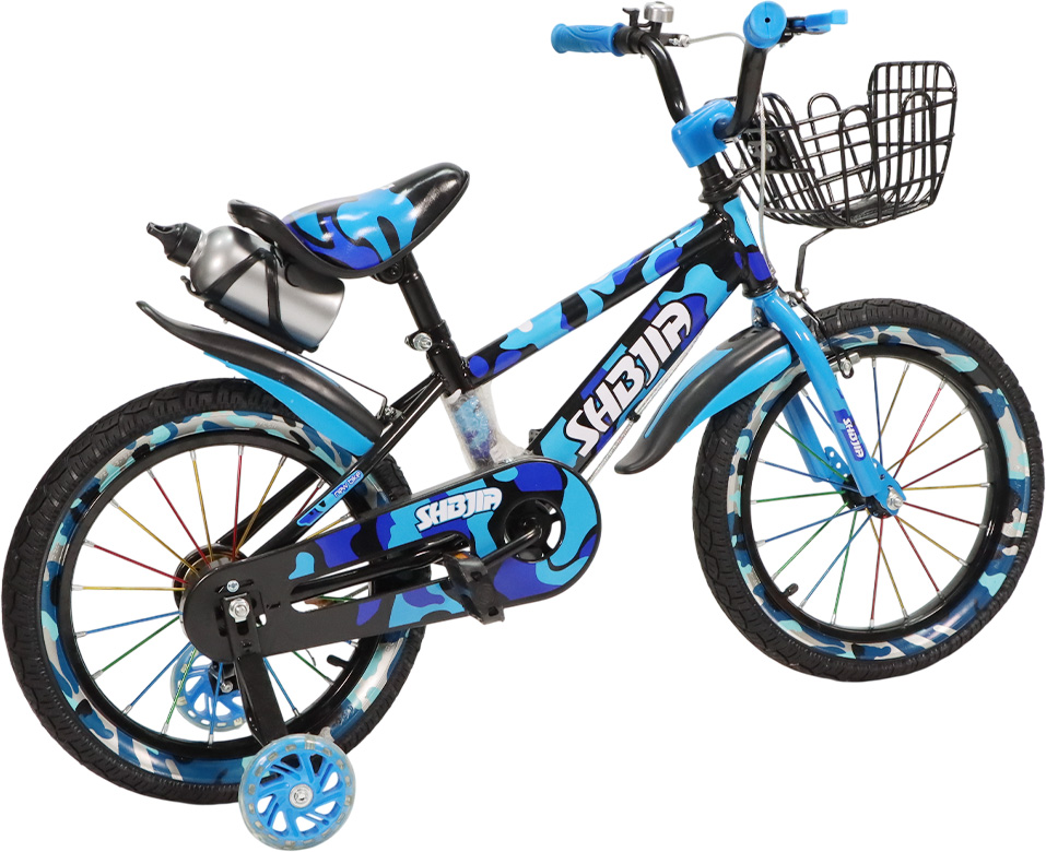 BICICLETA NIÑO SHBEJIA RIN 16 AZUL CAMO CON CANASTA MCXS