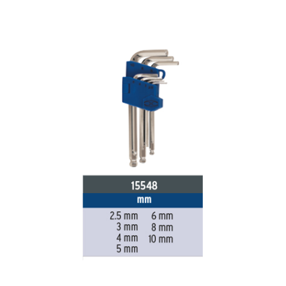 KIT LLAVE ALLEN LARGA PUNTA BOLA MILIMETRICA 7 PZAS. TRUPER 15548