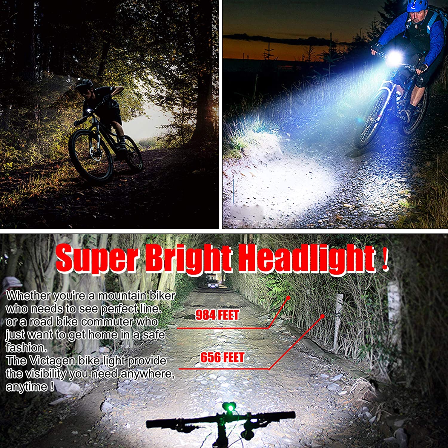 LAMPARA P/BICICLETA VICTAGEN 2 LED 2400LM RECARG. X00212VFDP