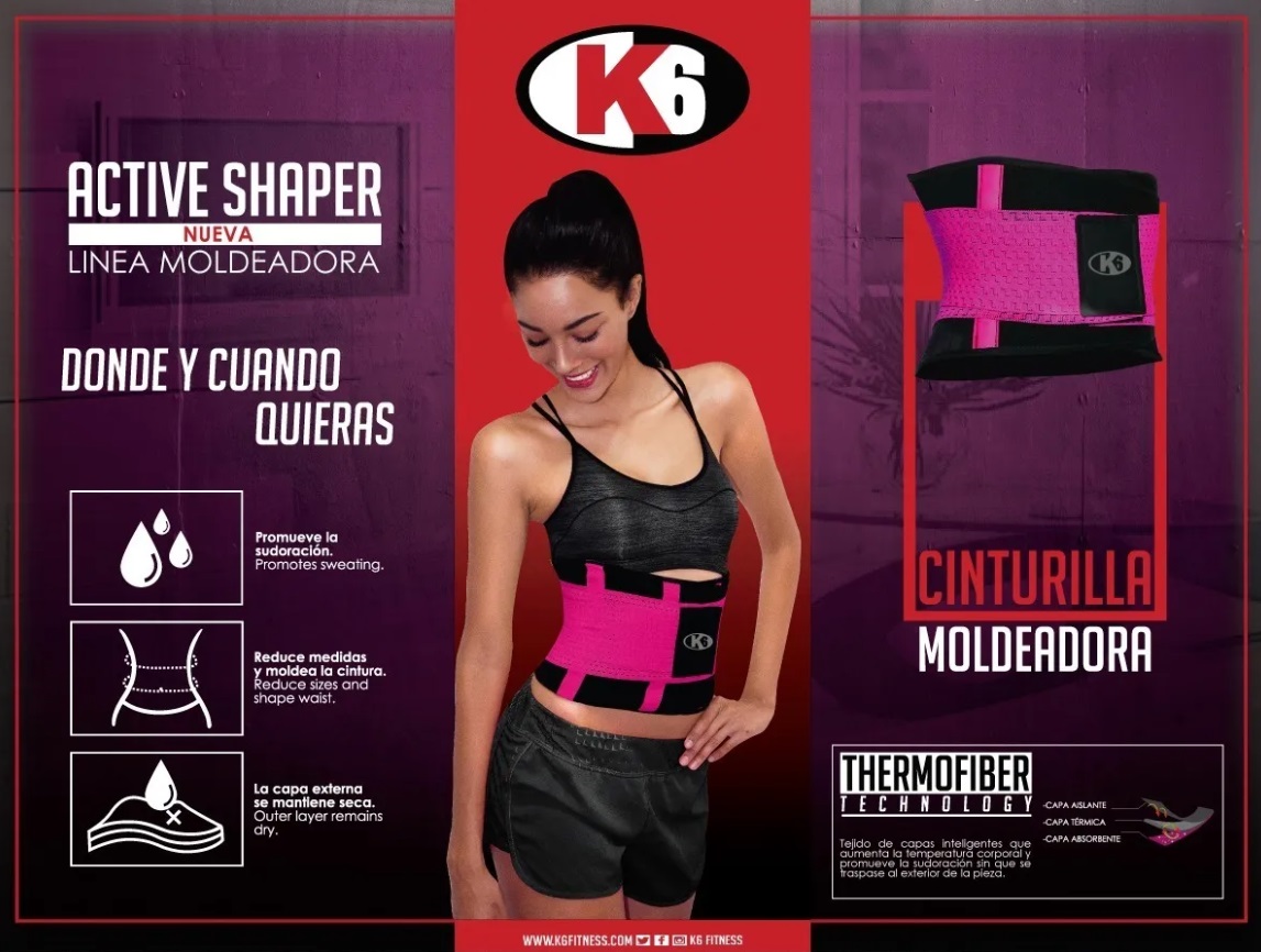 FAJA REDUCTORA P/CINTURA NEOPRENO K6 ACTIVE SHAPER 68131 L/XL