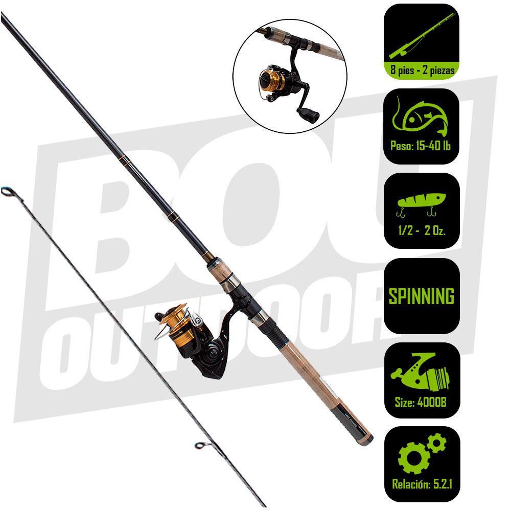 CAÑA PESCA C/CARRETE SPINNING DAIWA D-SHOCK 40/8 DSK40-B/F802H