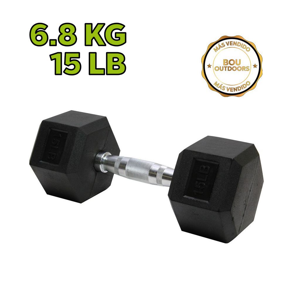 MANCUERNA HEX. RUBBER 15LBS (UNIDAD)