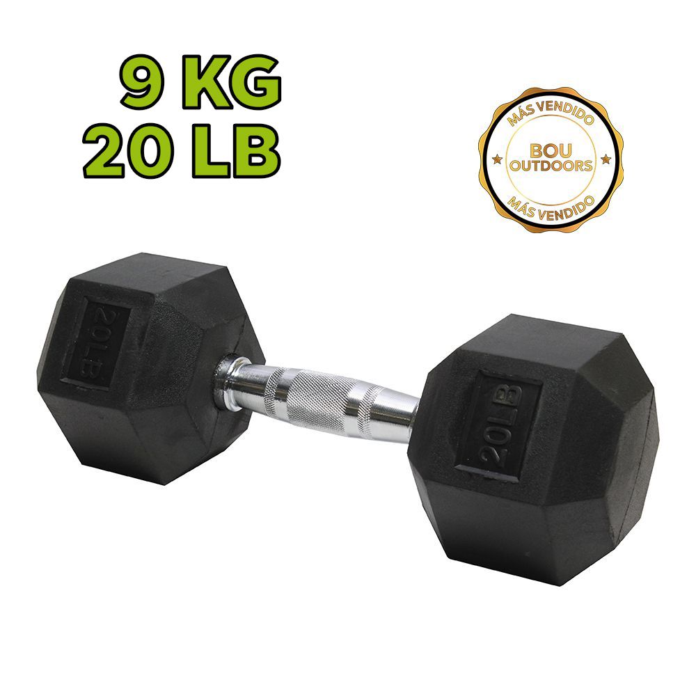 MANCUERNA HEX. RUBBER 20LBS (UNIDAD)