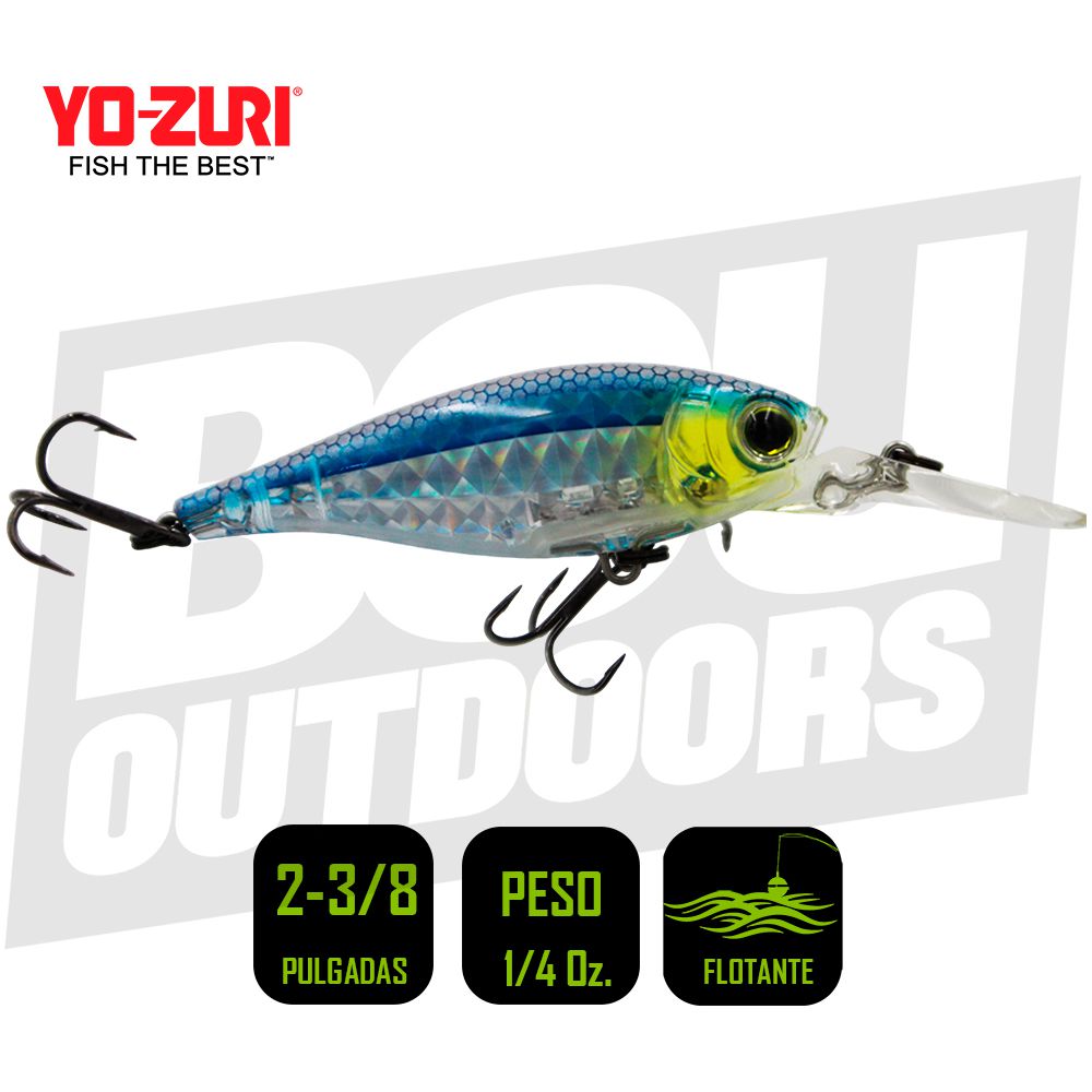 YO-ZURI 3DR-X SHAD SP 60MM 2 3/8 PULG 1/4 OZ PRISM SILVER BLUE R1438-PSB