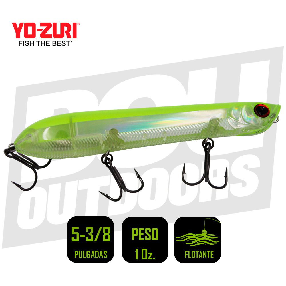 YO-ZURI 3DB PENCIL POPPER F 135MM 5 3/8 PULG 1OZ PRISM CHARTREUSE SILVER R1373-PCLS