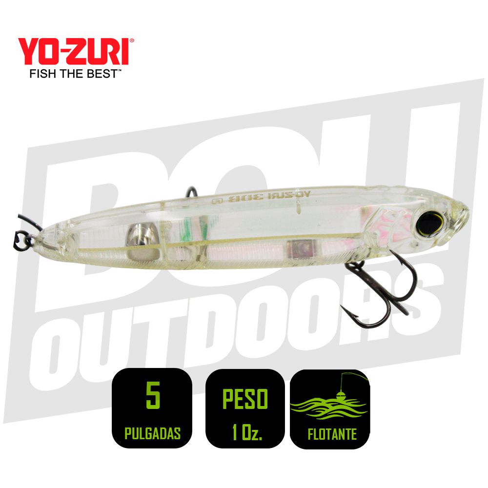 YO-ZURI 3DB PENCIL F 125MM 5 PULG 1 OZ CLEAR R1347-TM