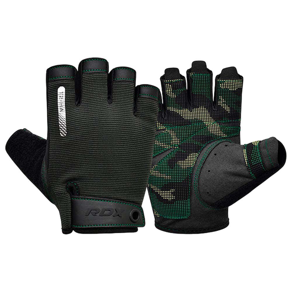 GUANTES PARA PESAS RDX T2 HALF ARMY GREEN-XL WGA-T2HA-XL