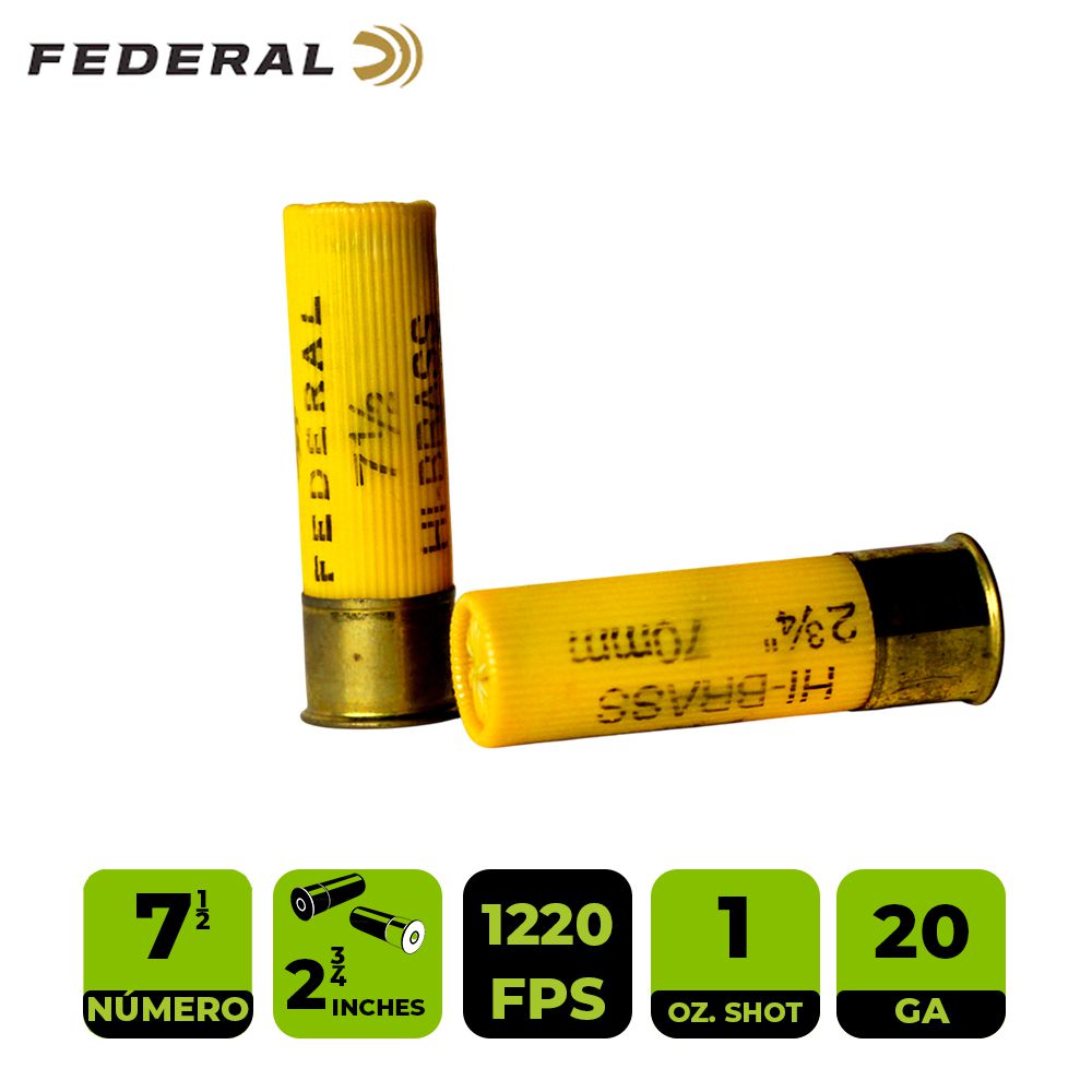 CARTUCHO FEDERAL CAL. 20 No. 7 1/2 BASE ALTA