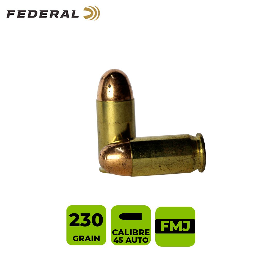 CARTUCHO FEDERAL CAL. 45 AUTO FMJ
