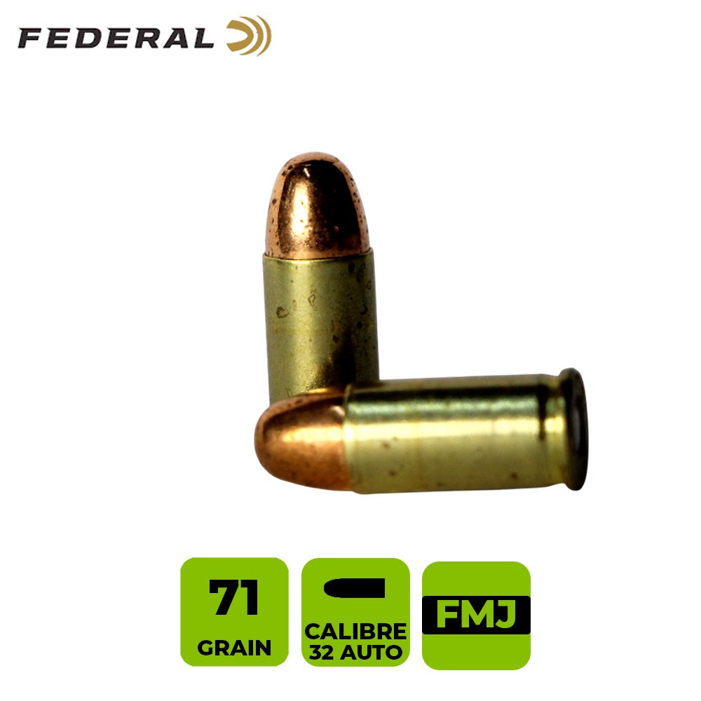 CARTUCHO FEDERAL CAL. 32 AUTO SOLIDO FMJ
