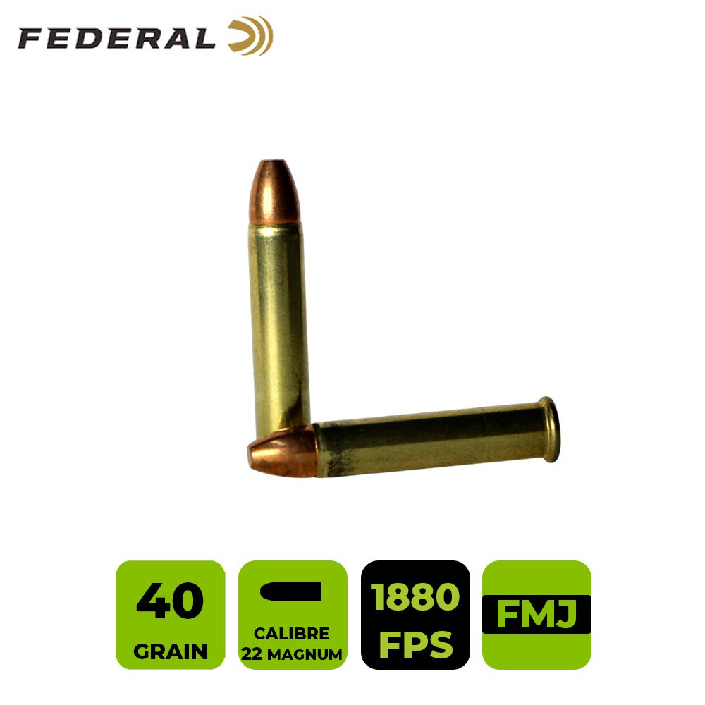 CARTUCHO FEDERAL CAL. 22 MAGNUM FMJ
