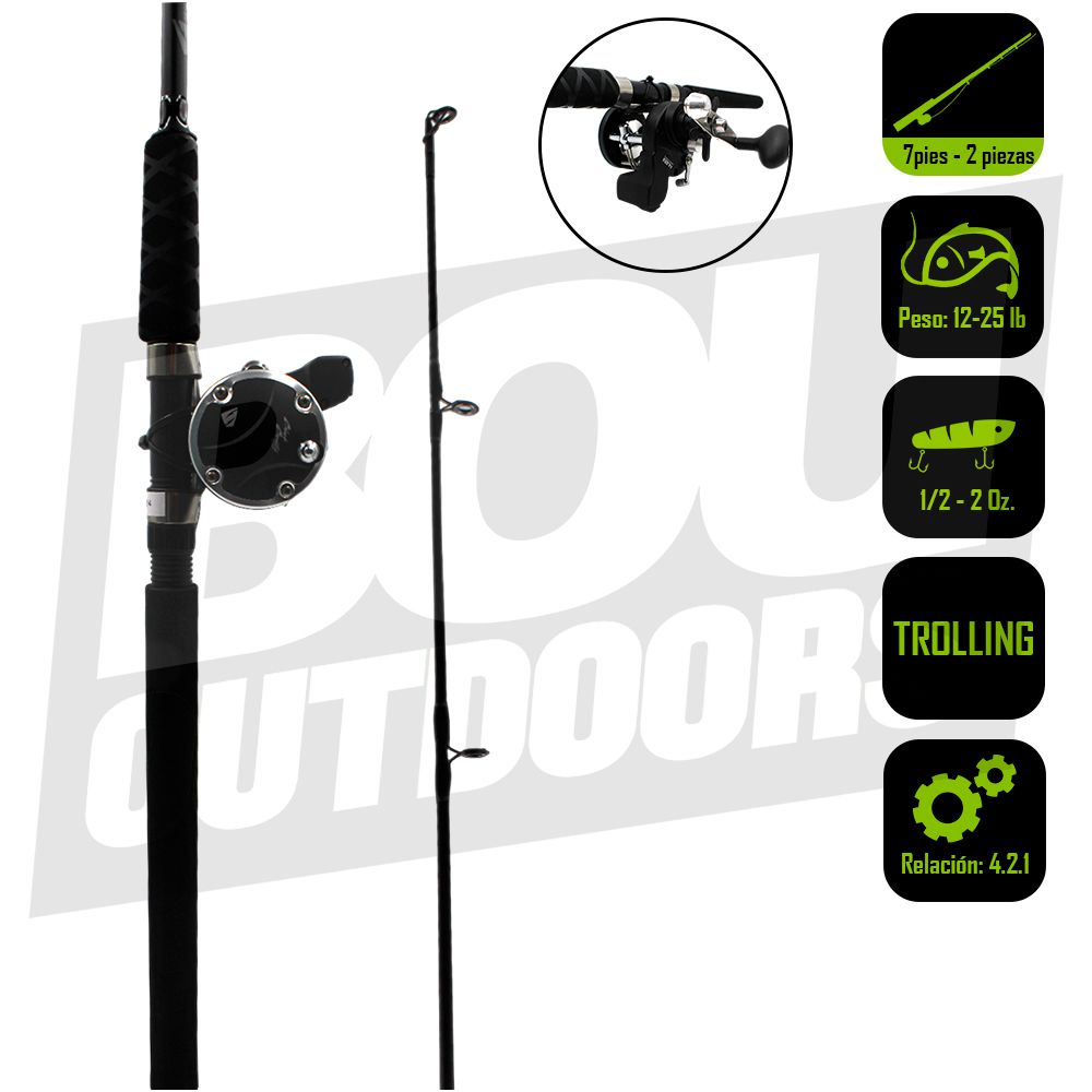 TROLLING COMBO -SOUTH BEND BLACK BEAUTY 7PIES BB220/FT7MH