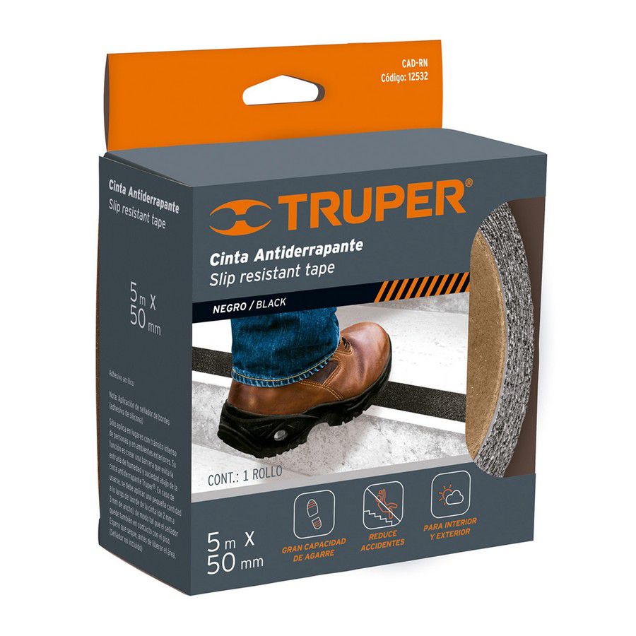 CINTA ADHESIVA ANTIDERRAPANTE ROLLO 5 MTS. TRUPER 12532