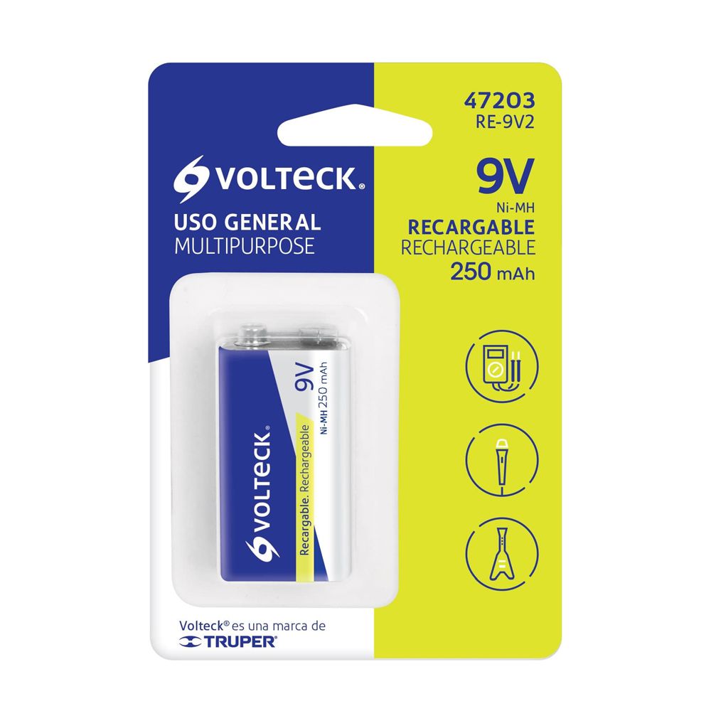 BATERIA RECARGABLE (1) USO GENERAL 9V TRUPER/VOLTECK 47203