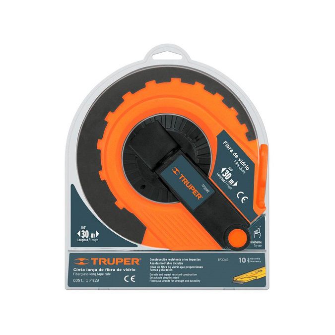 CINTA METRICA FIBRA DE VIDRIO HEAVY DUTY 30M-98PIES TRUPER 12639