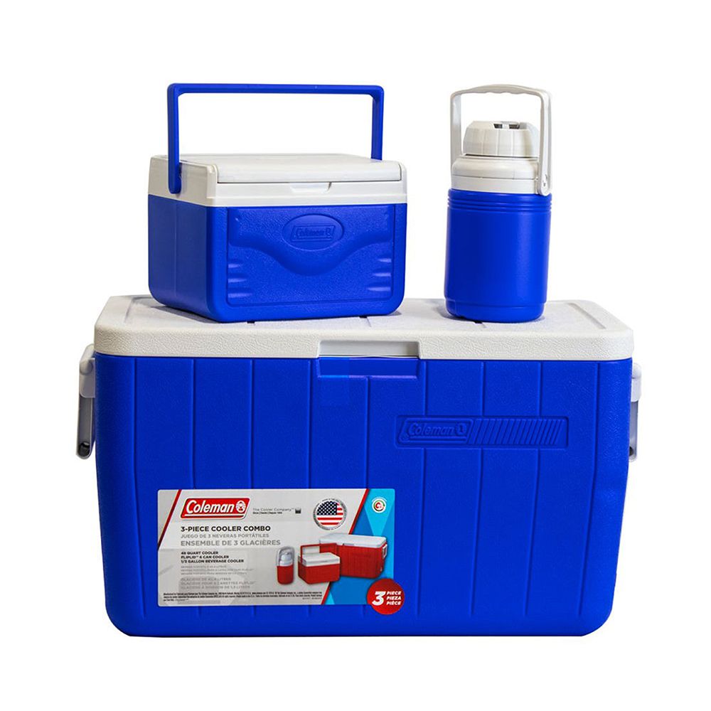 COMBO 3 PZAS. HIELERA 48QT. AZUL COLEMAN 842
