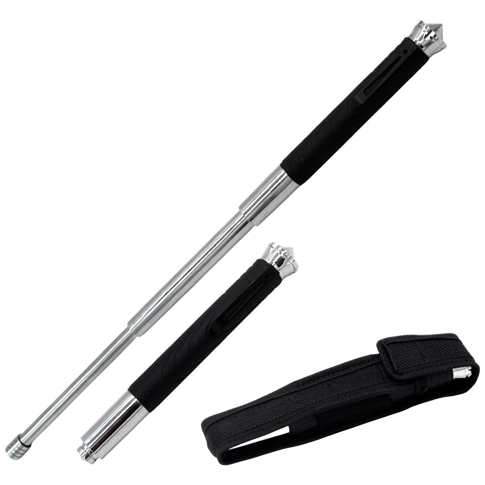 BASTON TELESCOPICO CROMADO MANGO DE HULE 18 PULG BT 278-18LS