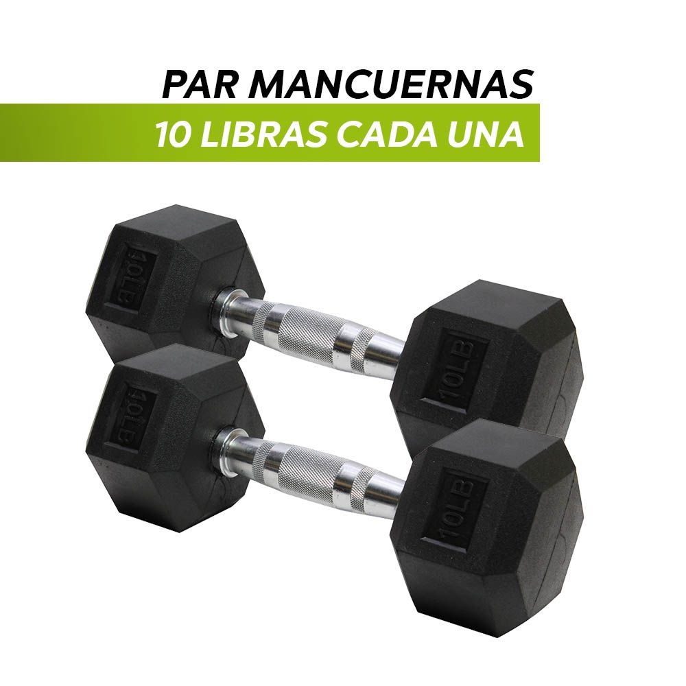 PAR MANCUERNA HEX. RUBBER 10LBS