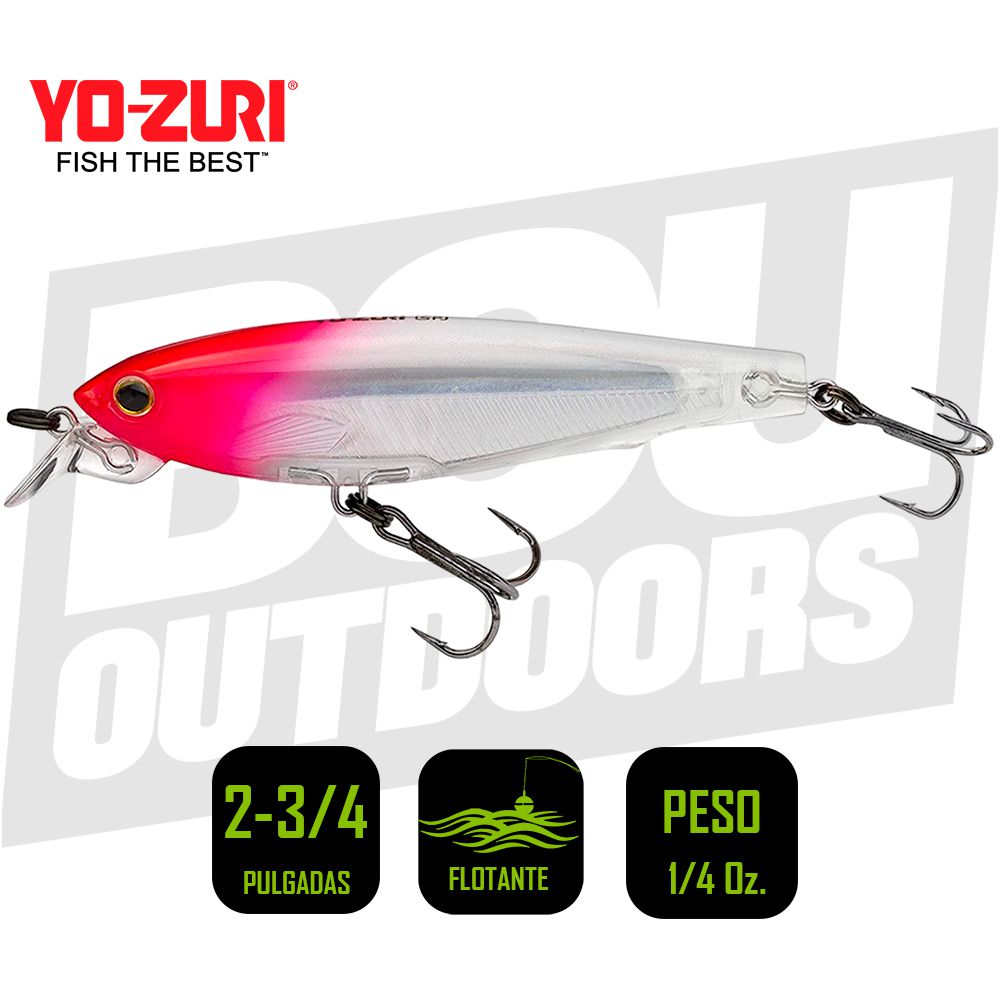 YO-ZURI CRYSTAL MINNOW SUSPENDING 2-3/4 PULG 1/4 OZ RED HEAD F1135C5