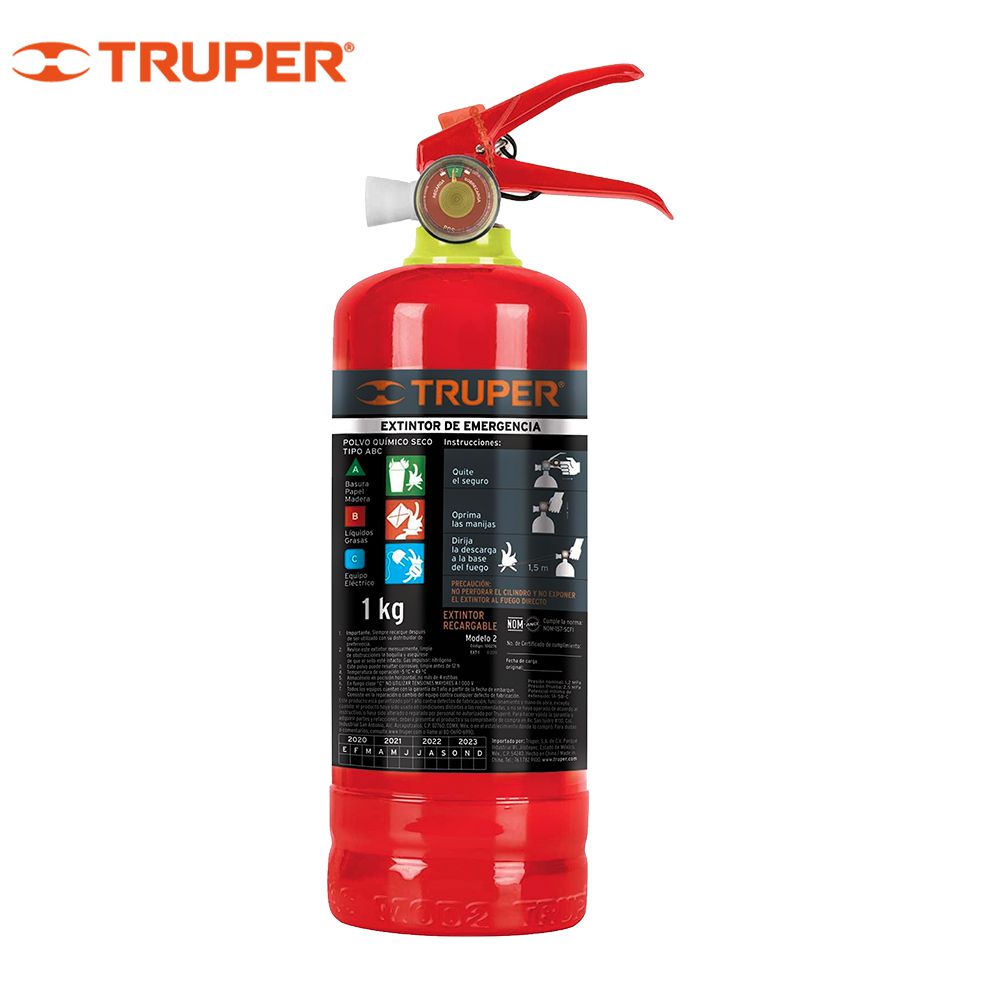 EXTINTOR 2.2 LBS. POLVO SECO ABC RECARGABLE TRUPER 100276