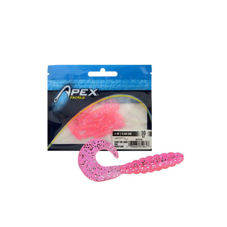 GRUB 3 PULG CURLY TAIL PINK/SILVER FLK AP-CT3-68
