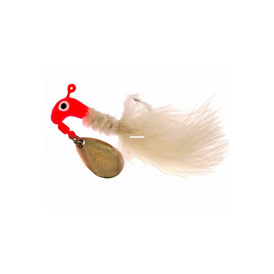 MARABOU JIG 1/8 OZ FLOURESCENT RED/WHITE 1003-009 2PZA