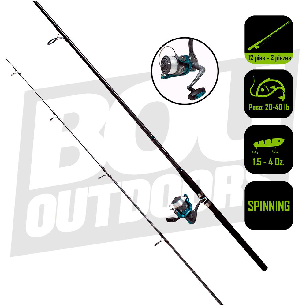 CAÑA PESCA  CON CARRETE  SEAHAWK 12 20-40LBS SH122S/170G