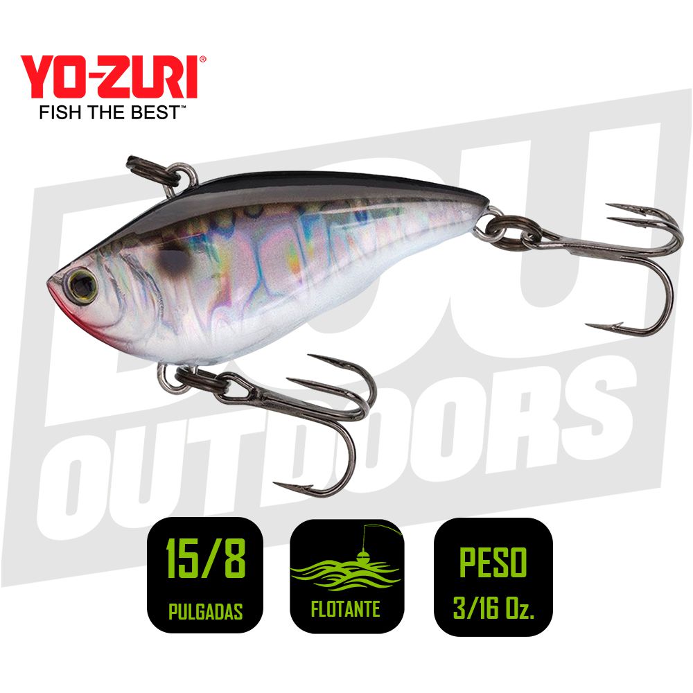 YO-ZURI MINI LIPLESS CRANKBAIT 1 5/8 PULG 3/16OZ SILVER BLACK R1354CSBL