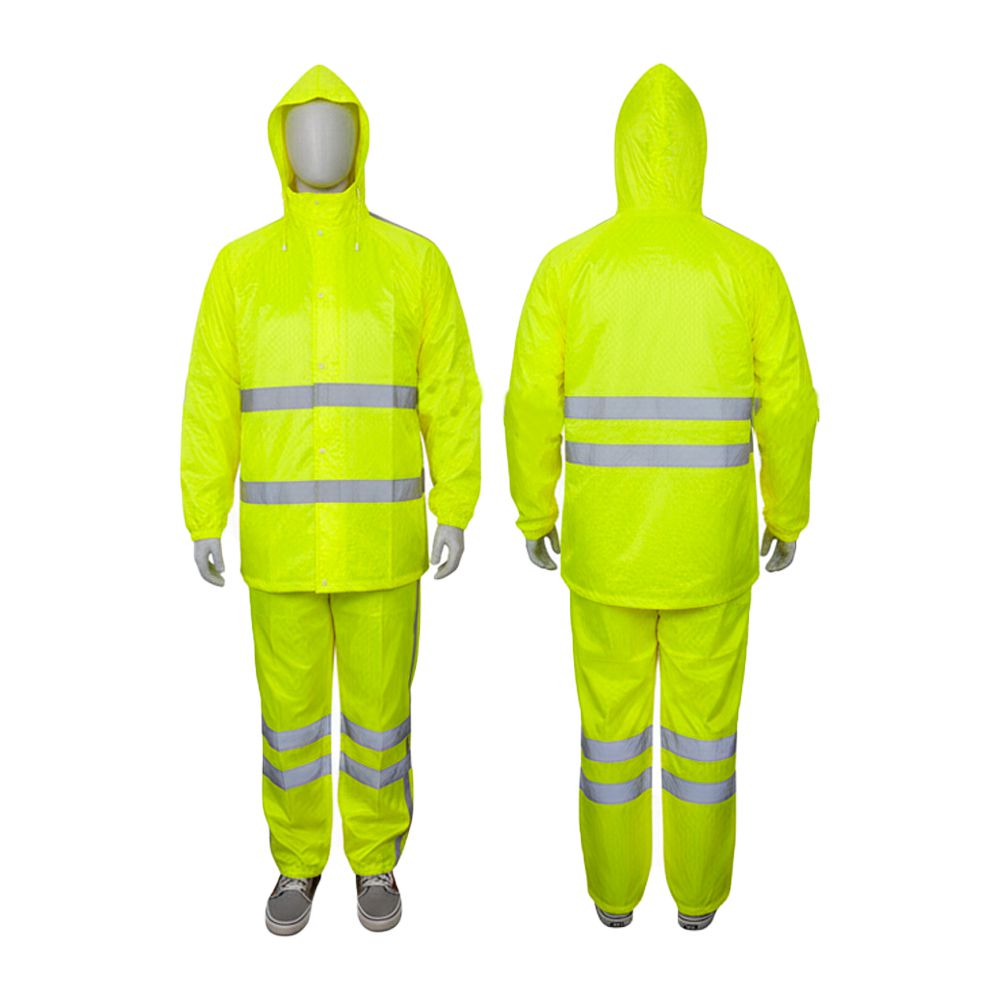 CAPA DE HULE 2 PZ. VERDE FLUORESCENTE C/BANDA REFLECT (4) A162-CY2015 XXXL