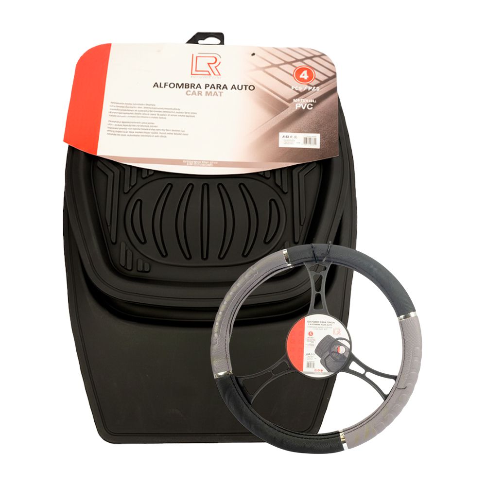 ALFOMBRA CAUCHO NEGRO 4PCS + FORRO PARA TIMON LF-16034-KIT