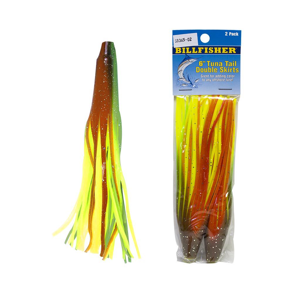 TUNA TAIL SKIRT BILLFISHER TT62-CGO 6 PULG CHT/GRN/ORG/SIL (2PK)