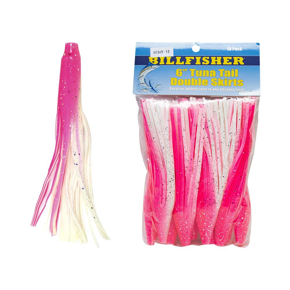 TUNA TAIL SKIRT BILLFISHER 6 PULG PINK/WHITE/SILVER FLAKE 10/PACK