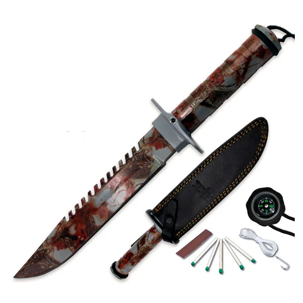 CUCHILLO DE SOBREVIVENCIA KIT BRUJULA Y CORDEL RTEK BLACK 14PULG RT 2006-GRC