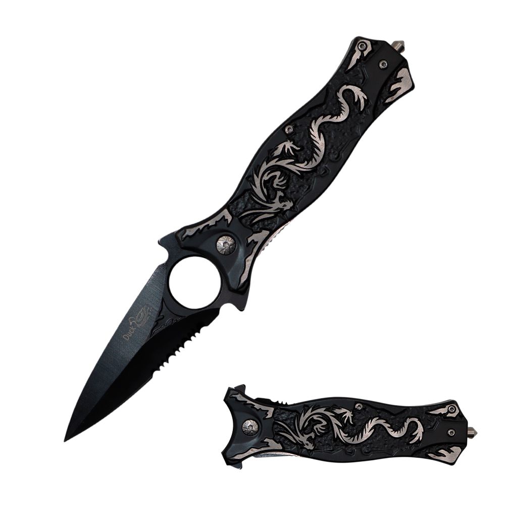 NAVAJA DOBLAR DRAGON DESIGN HANDLE 4.75PULG DK 2022 -BKDR