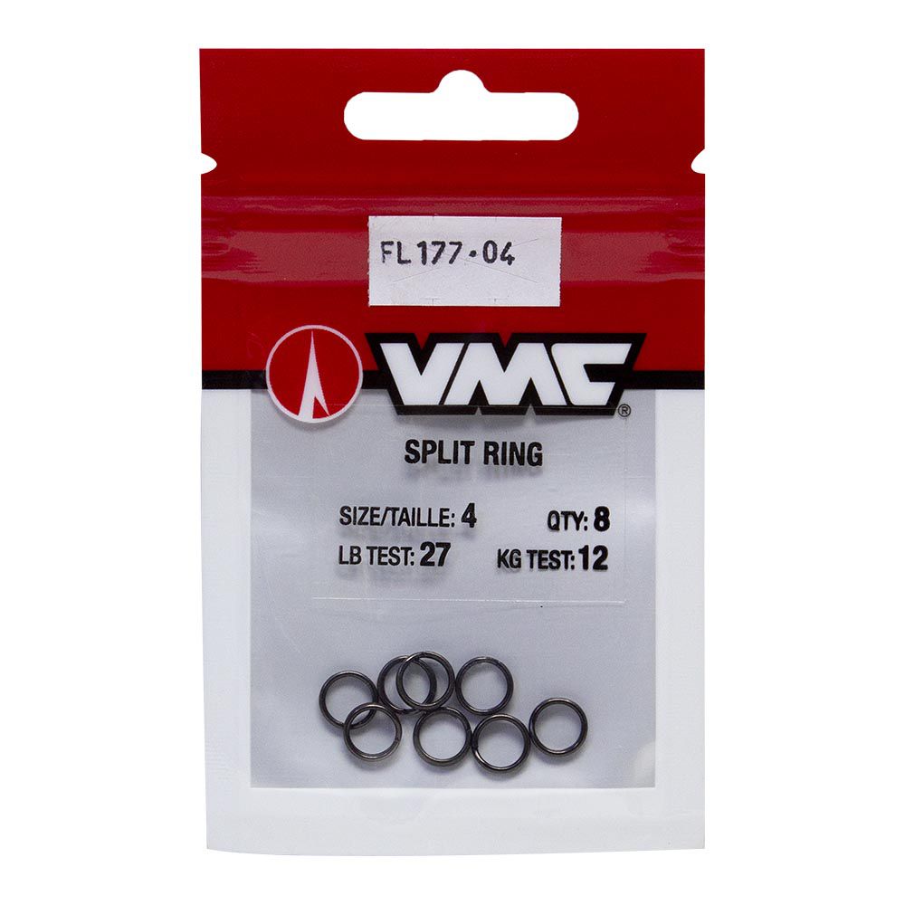 SPLIT RING VMC SR#4 SZ 4 BLACK NICKEL 8 PK