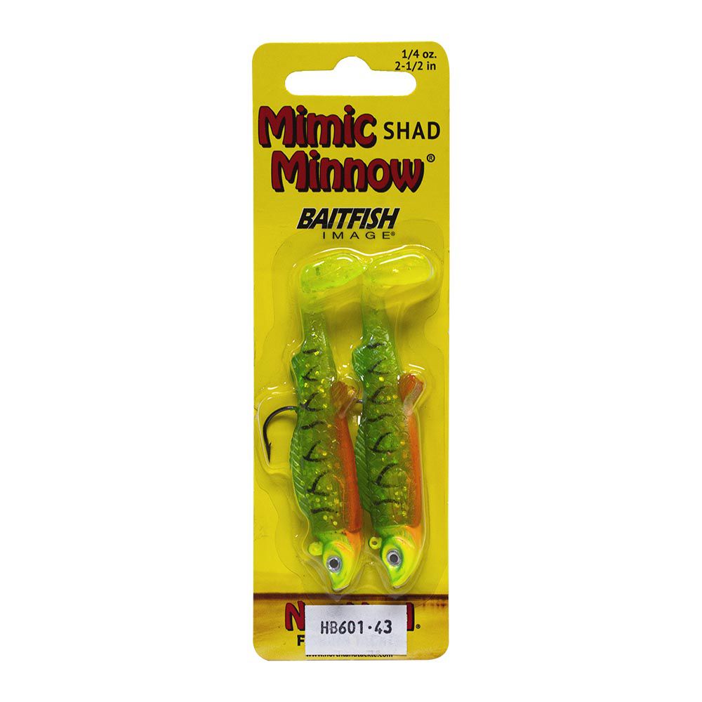 MIMIC MINNOW SHAD SWIMBAIT NORTHLAND 2 1/2 1/4 OZ 2/0 HOOK FIRE TIGER 2/CARD MM4-22