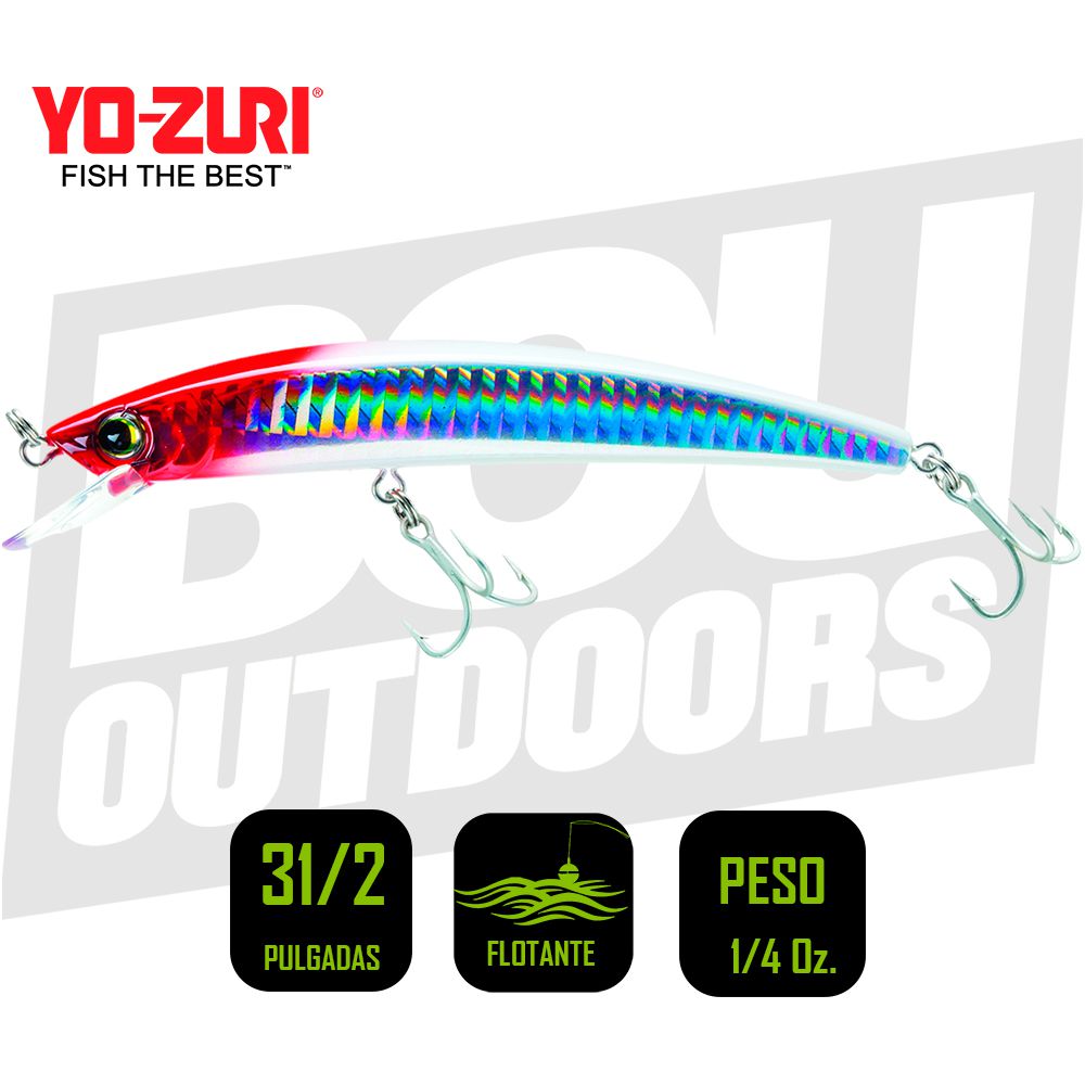 YO-ZURI CRYSTAL MINNOW 3 1/2 PULG 1/4OZ RED HEAD R1123HRH