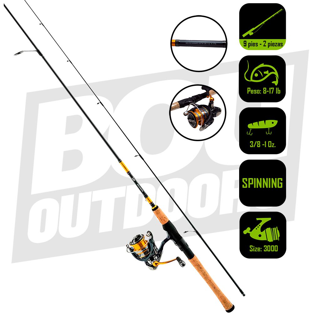 CAÑA PESCA C/CARRETE SPINNING DAIWA REVROS LT 40/9 RVRLT40-4BI/G902M