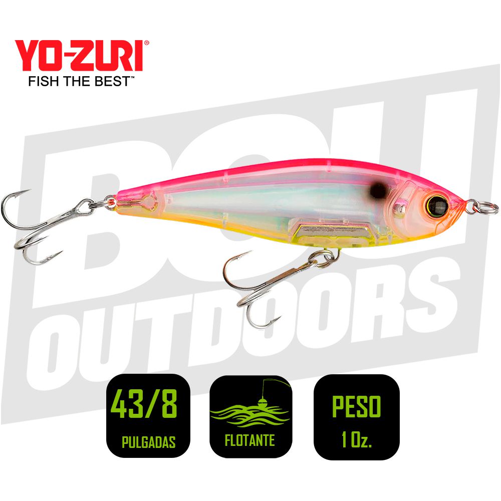 YO-ZURI INSHORE TWITCHBAIT 4 3/8 PULG 1OZ PNK SILV CHARTREUSE R1348PSCL