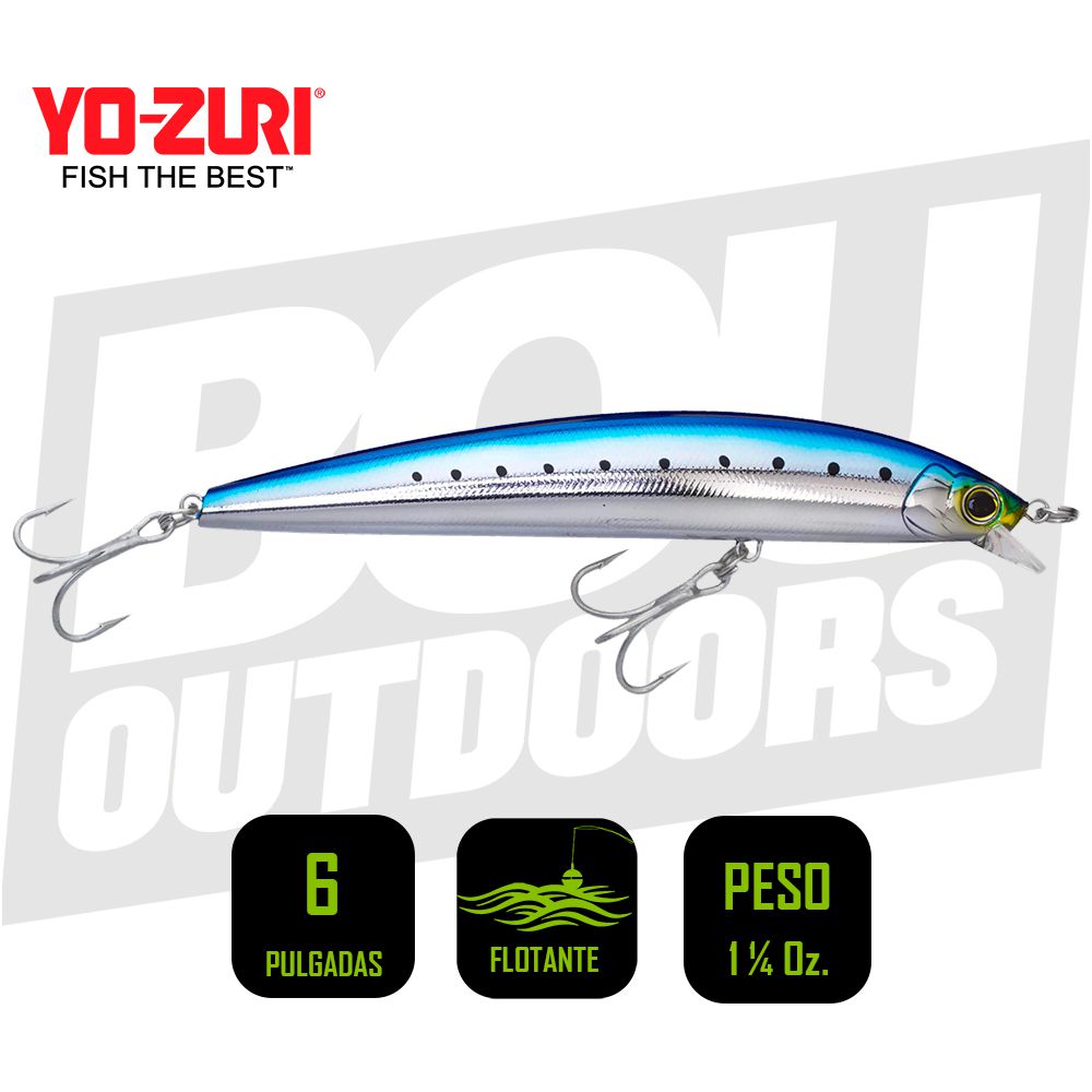YO-ZURI HYDRO MINNOW 6 PULG 1 1/4OZ PEARL SARDINE R1322HIW