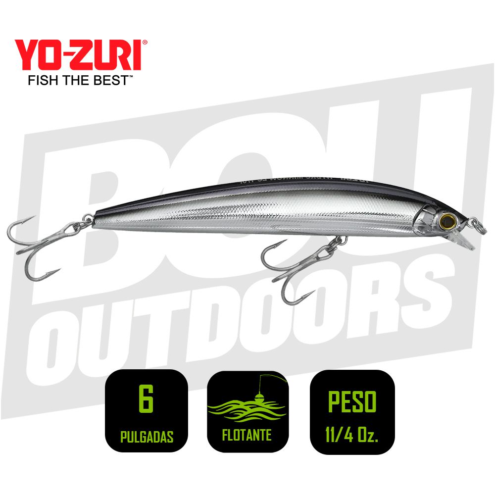 YO-ZURI HYDRO MINNOW LC 6 PULG 1 1/4OZ PEARL BLACK SILVER R1322CSBL