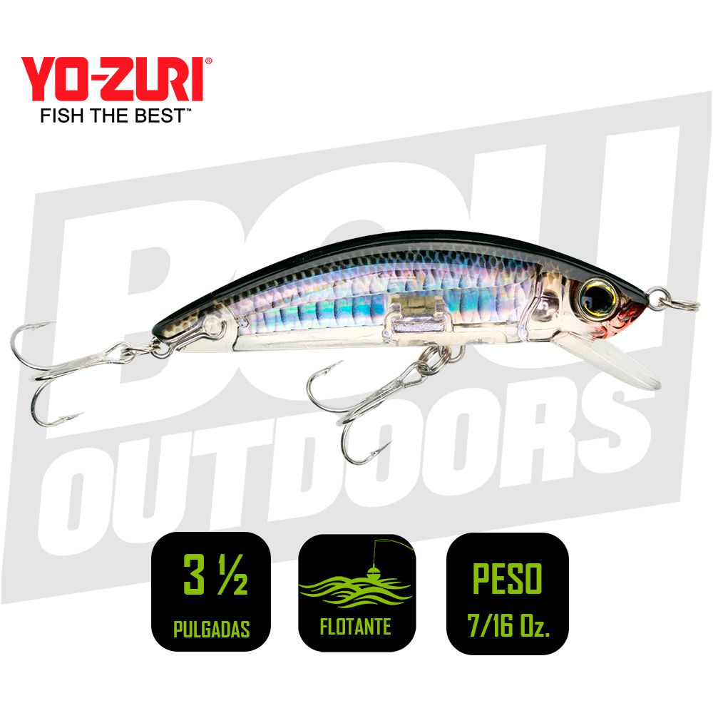 YO-ZURI 3D INSHORE MINNOW FLOATING 3 1/2 PULG 7/16OZ  BLACK SILVER R1212C4