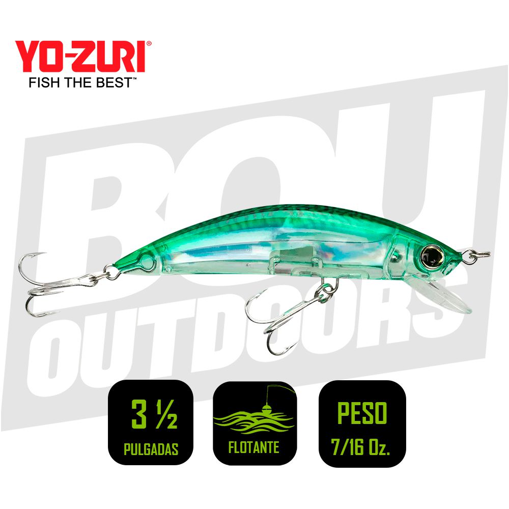 YO-ZURI INSHORE MINNOW FLOATING 3 1/2 PULG 7/16OZ  GREEN MACK R1212HGM