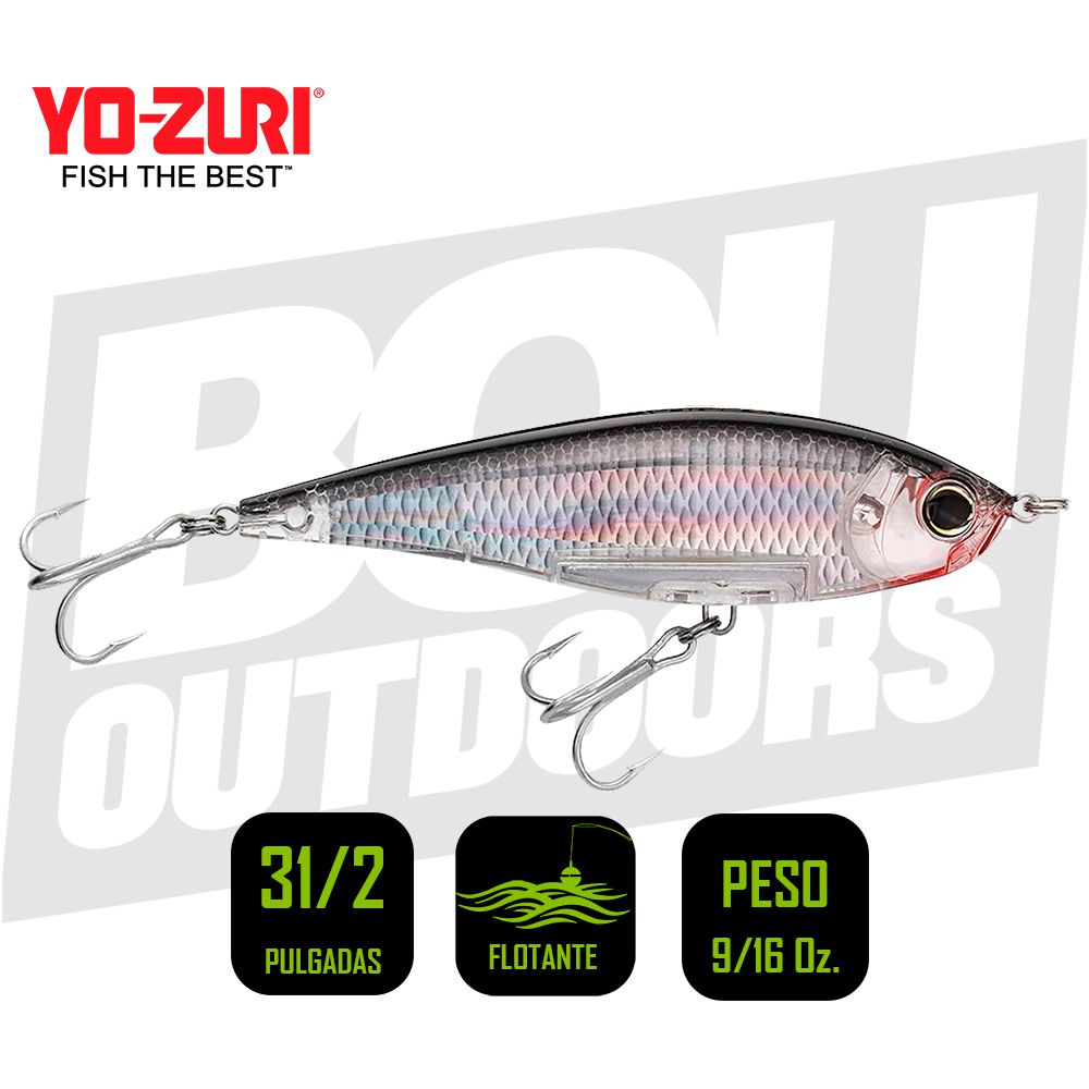 YO-ZURI INSHORE LIPLESS TWITCHBAIT 3 1/2 PULG 9/16OZ SILVER BLACK R1208C4