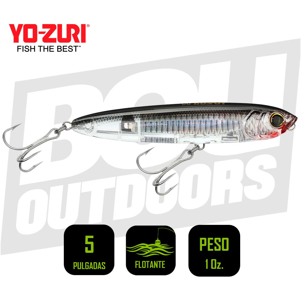 YO-ZURI INSHORE TOPKNOCK PENCIL 5 PULG 1OZ 3D SILVER BLACK R1369C4