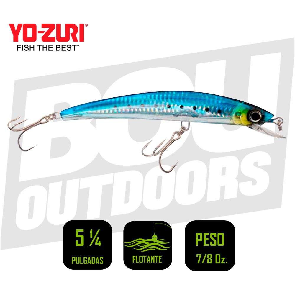 YO-ZURI CRYSTAL 3D MINNOW 5 1/4 PULG 7/8OZ SARDINE F1150GHIW