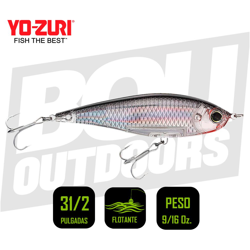 YO-ZURI INSHORE LIPLESS TWITCHBAIT 3 1/2 PULG 9/16OZ GHOST SHAD R1208HGSH