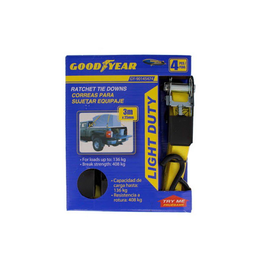 CINCHO TENSOR CON RATCHET GOODYEAR 4PCS 3M 136KGS 991-90145474